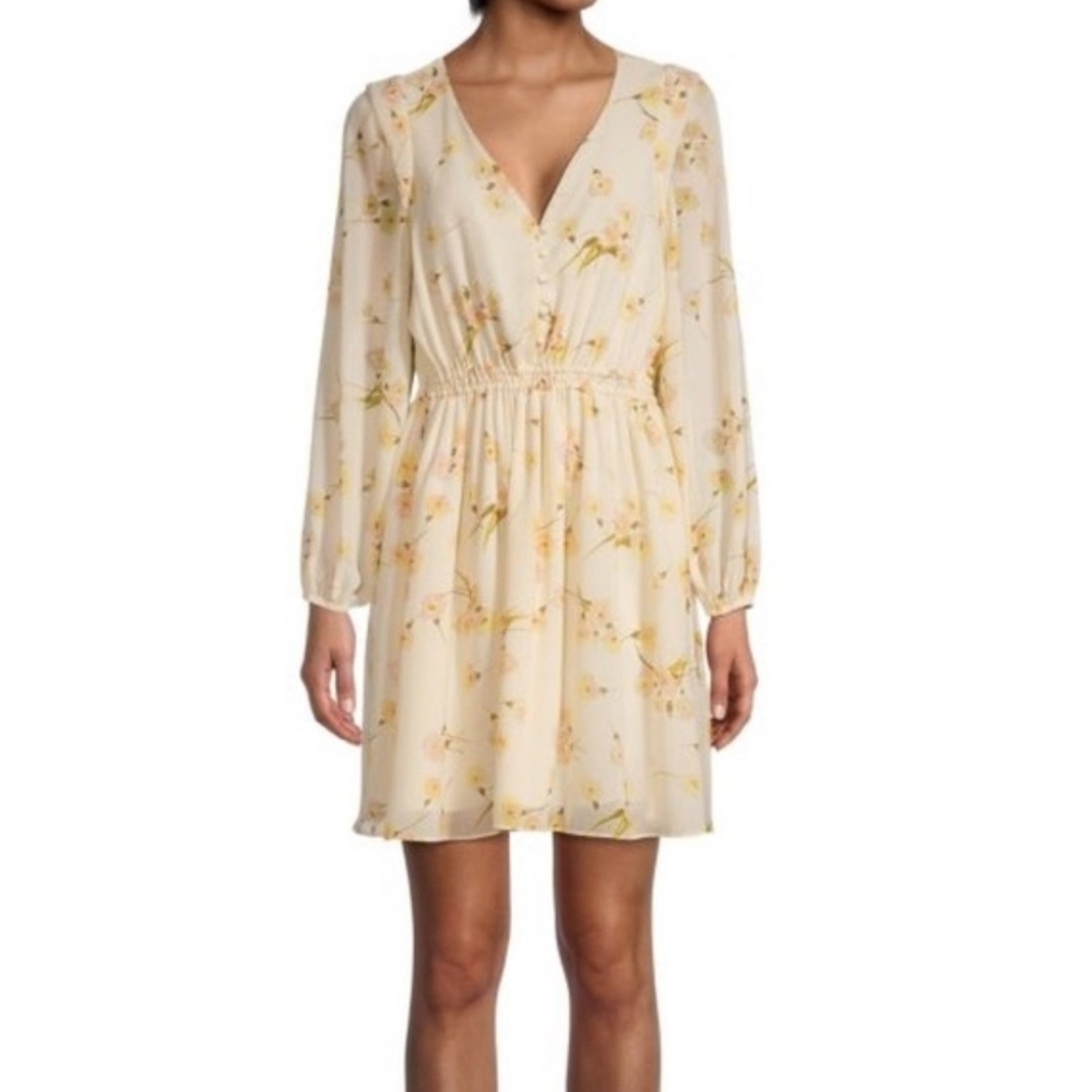 Madewell Cream Floral Long Sleeve Dress Size L